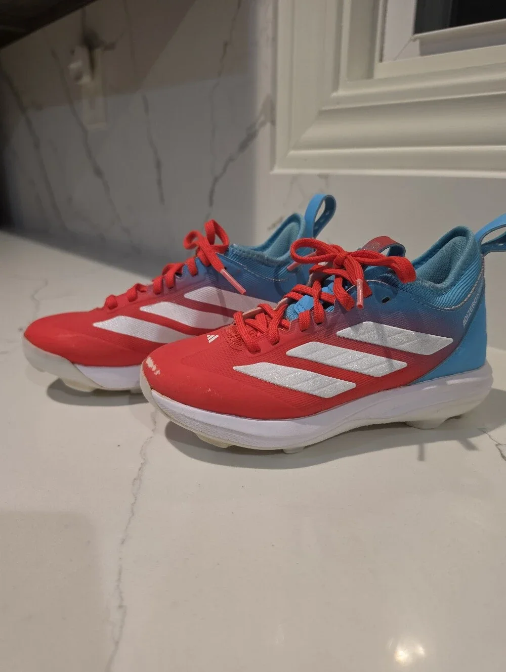 Adidas Adizero Impact Youth Baseball Cleats Size 3Y Red Blue Silver